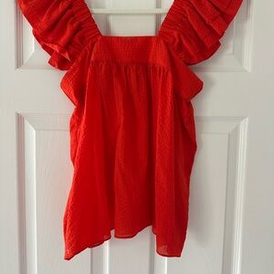NWT Women's Red Ruffled Top